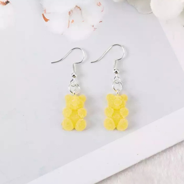 Сережки мишки, желтые (темнее чем на фото) - размер мишки 1,7см, смола Киев - изображение 1