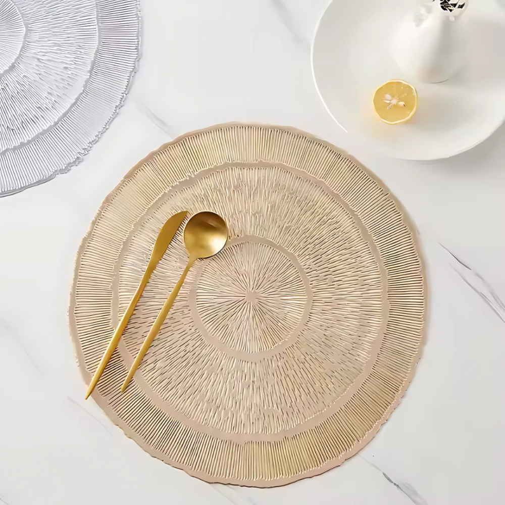 Сервірувальна серветка під гаряче круглая, килимок сервірувальний килимок золотистий набір 2 шт Кам'янець-Подільський - фото 2