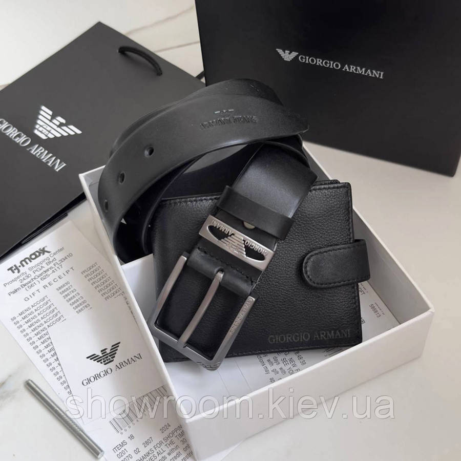 Чоловічий подарунковий набір портмоне та ремінь Armani (113) Київ - фото 2