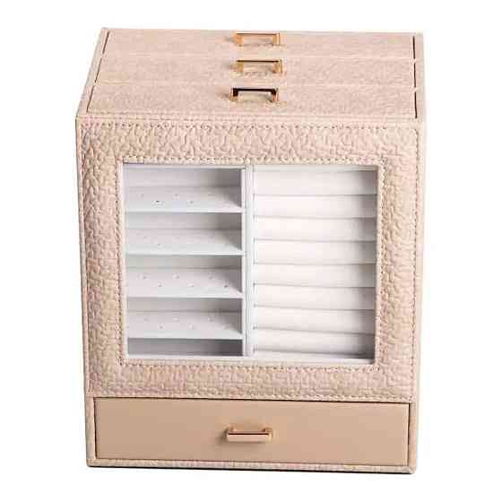 Шкатулка для украшений из эко кожи 3 яруса органайзер для ювелирных изделий HP-5-16CR Киев