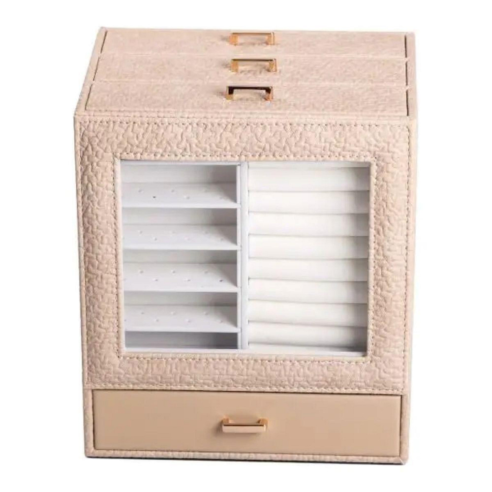 Скринька для прикрас з еко шкіри 3 яруси органайзер для ювелірних виробів HP-5-16CR Київ - фото 1