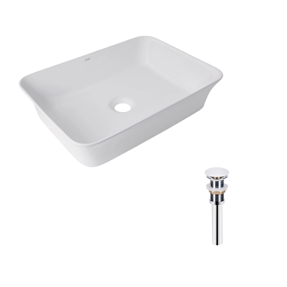 Комплект Qtap Virgo: Раковина накладная прямоугольная 490х350х110 мм White + Донный клапан PU02 Киев - изображение 1