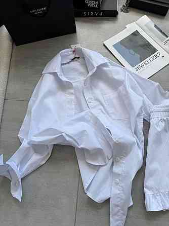 Жіночий літній костюм-двійка: сорочка та шорти котон Білий, 40/42 Одеса