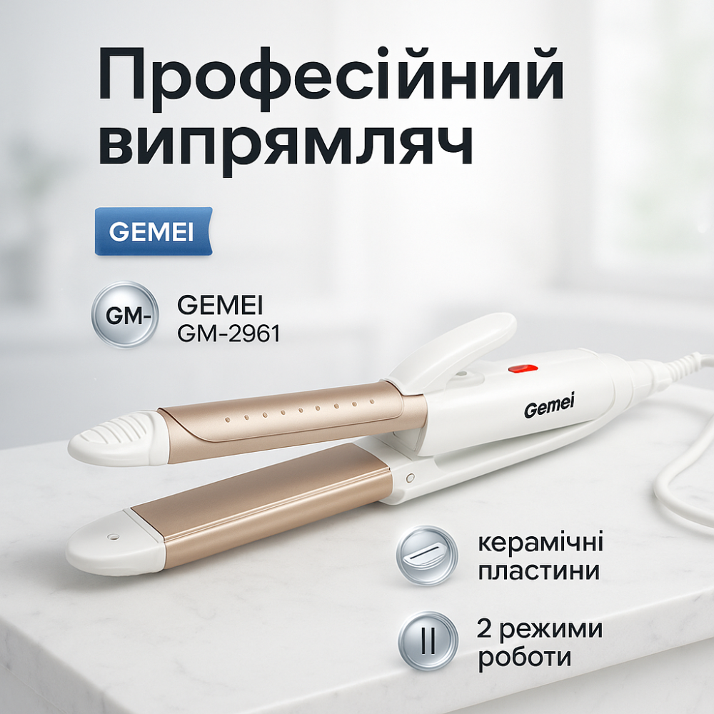 Плойка праска гофре випрямляч GEMEI GM-2961, Плойка гофре для волосся, Праска для волосся вузька FJ-62 Львів - фото 17