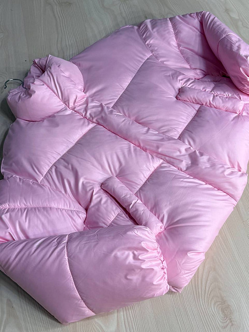 Куртка женская Haiziyuan 8606 короткая пуффер с воротником розовая, розовый, M Киев - изображение 2