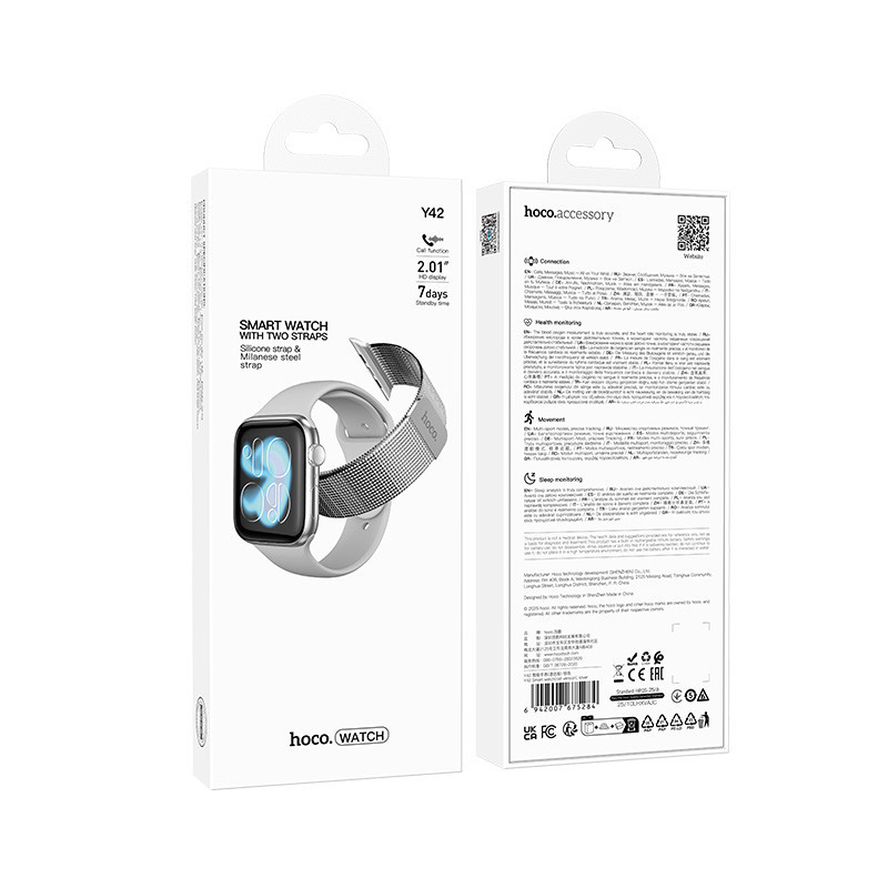 Смарт-годинник HOCO Y42 51mm. 200 mAh. IPX6 Smart watch(call version) Silver Одеса - фото 2
