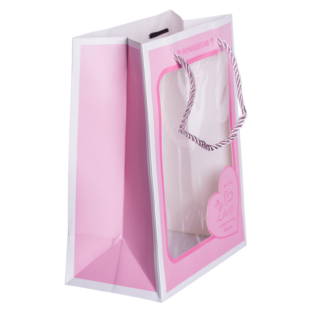 Yiwu Набір подарункових пакетів з паперу Love з віконцем 12 шт 18×10×23 см HP-10359-17 Коломия - фото 2