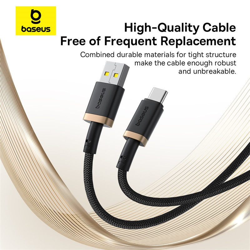 Кабель Baseus Dura Series Fast Charging Cable USB to Type-C 60W 1m Gold+Black Одеса - фото 10