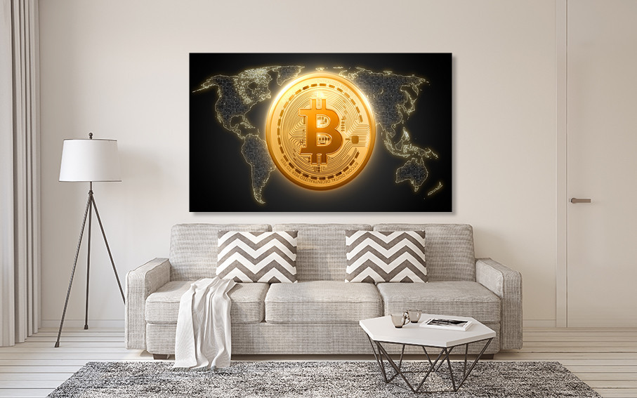 Картина полотно у вітальню / спальню Біткоін   MLP_189  ( 60х30см ) 60x100 см Київ - фото 2