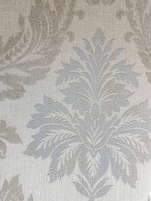 Текстильні шпалери на флізеліновій основі Da capo RaschTextil вензелі сірі завитки бежеві на пісочному Київ - фото 3