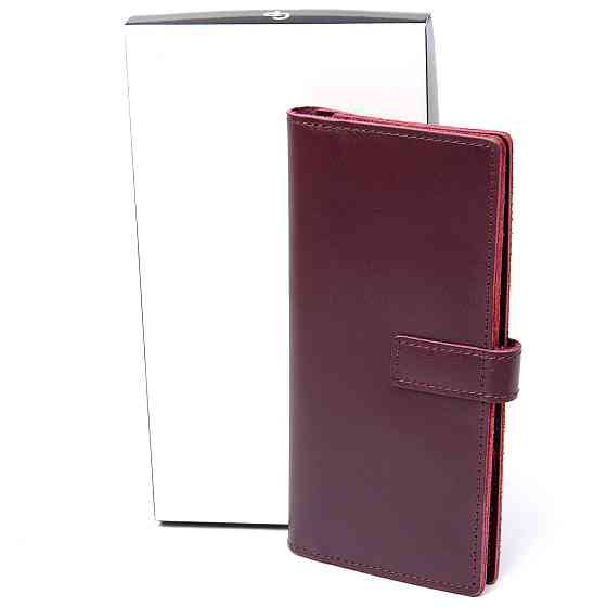 Шкіряне глянсове портмоне Бордовий (GRANDE PELLE) Київ