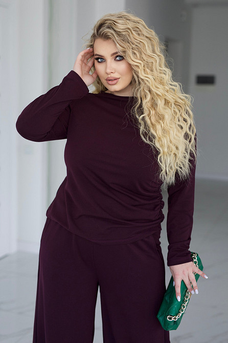 Жіночий базовий костюм з широкими штанами "Profit" | Норма і батал Марсала, 42-44 Київ - фото 2