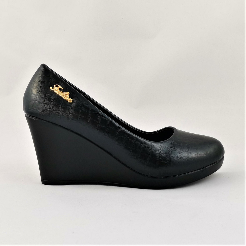 Жіночі Туфлі на Танкетці Чорні на платформі Лакові Шкіряні (розміри: 37,38) — 08-2 Дніпро - фото 2