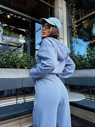 Жіночий стильний теплий повсякденний костюм-двійка на флісі Сірий, 46/48 Одеса