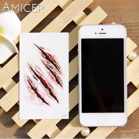 Тимчасова тату Подряпини для Halloween 10 на 6 см бордовий Київ - фото 1