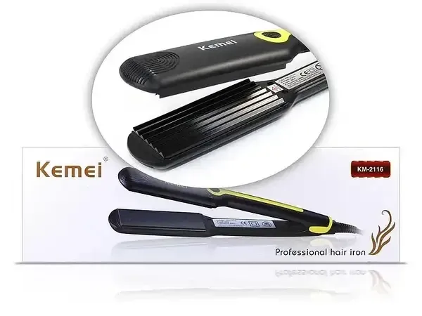 Щипці для волосся KEMEI KM-2116 гофре з керамічними пластинами, 4 режими, швидке нагрівання, блиск волосся Одеса - фото 1