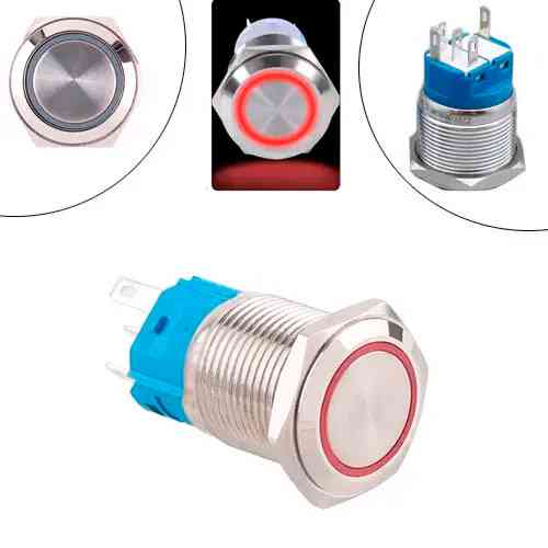 Кнопка 22мм фиксирующаяся, 12-24В, красный LED, 5pin, 22F-11EZ Винница