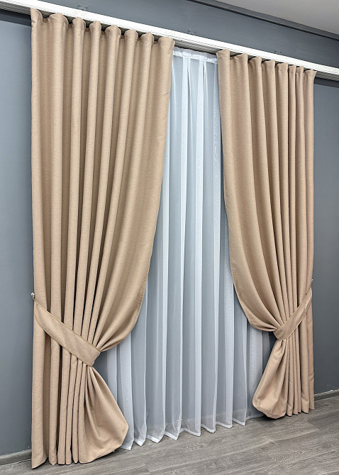 Комплект готовых штор VR-Textil Блэкаут двусторонний Eclipsе № 1817ш Песочный 150х270 см 2 шт (33-0798) Киев - изображение 3