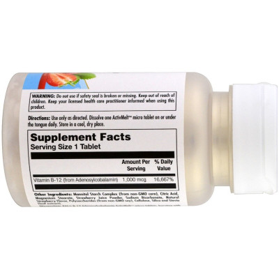 Вітамін KAL Вітамін B-12, B-12 Adenosylcobalamin, смак полуниці 1000 мкг (CAL-98882) Вінниця - фото 2