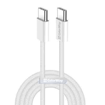 Дата кабель USB-C to USB-C 2.0m (braided cotton) (PD Fast Charging 60W) 3.0А grey ColorWay (CW-CBPDCC068-GR) Вінниця