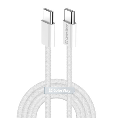 Дата кабель USB-C to USB-C 2.0m (braided cotton) (PD Fast Charging 60W) 3.0А grey ColorWay (CW-CBPDCC068-GR) Вінниця - фото 1