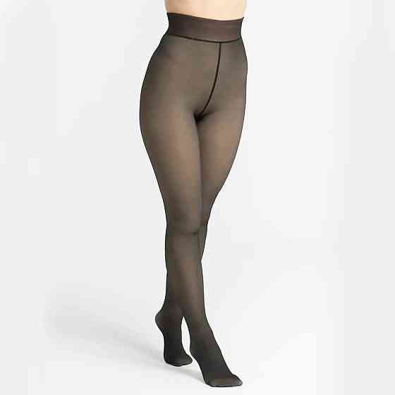 Зимние колготки с эффектом голых ног, 48-54 размер / Теплые женские колготки на зиму Киев