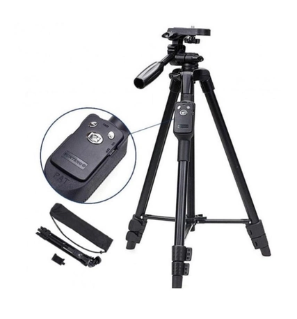 Универсальный штатив 3388 (50-137см) не съемная площадка + держатель + пульт (Черный) Винница - изображение 6