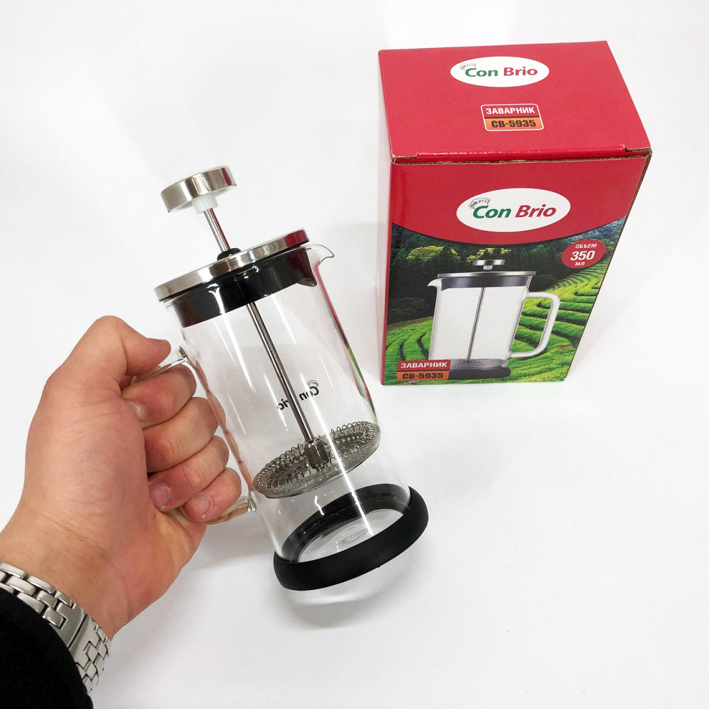 Удобный заварочный чайник из стекла с ситом, Чайник пресс для чая, Заварник для трав JQ-31 Львов - изображение 7