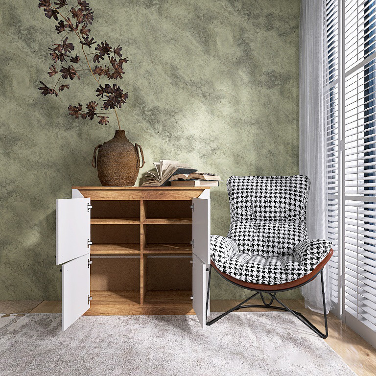 Тумба 4-х дверная закритая Эверест Нордик-980 98х38х92 см Белый + Дуб крафт золотой (DTM-5527) Львов - изображение 4