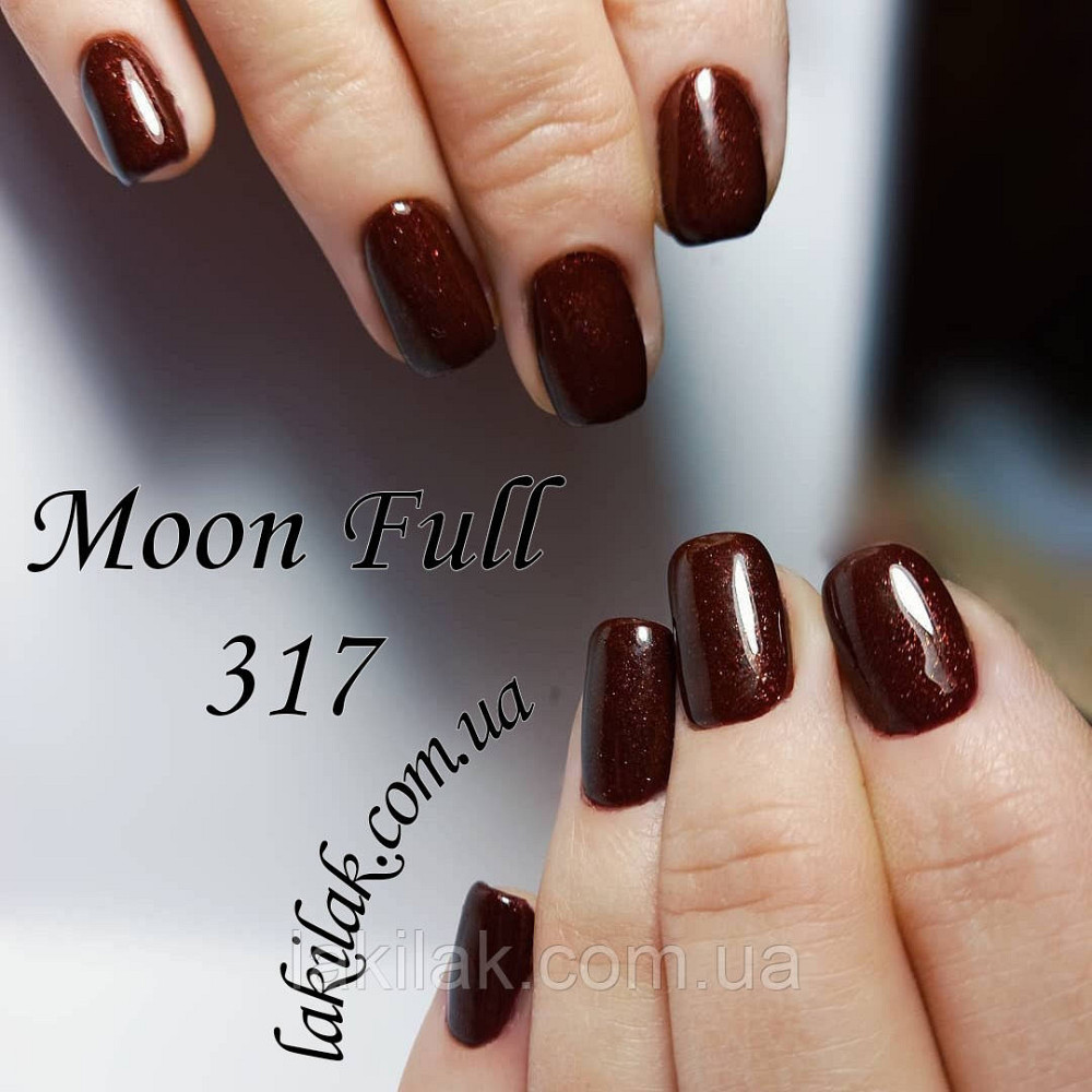 Гель-лак Moon Full №317 шоколадно-вишневий з дрібним шимером 8мл Херсон - фото 1