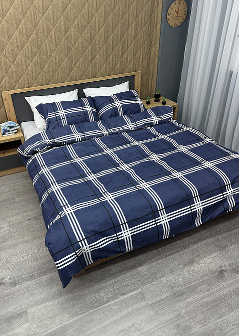 Комплект постельного белья, Decorator Kelso Двуспальный 180х215 синий с белым (88-012) Киев - изображение 3