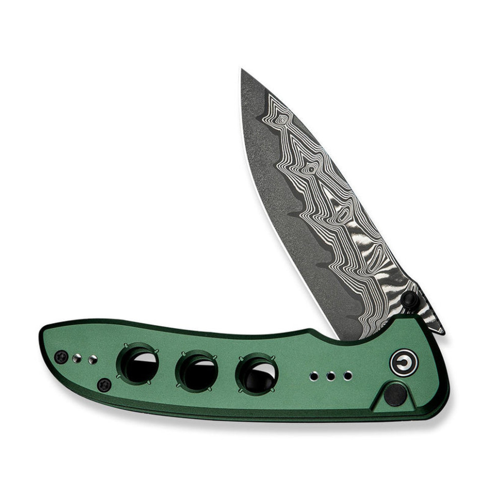 Нож складной туристический Civvi Hyperpulse, (8.9 см) Damascus / Aluminum темно-зеленый Киев - изображение 3