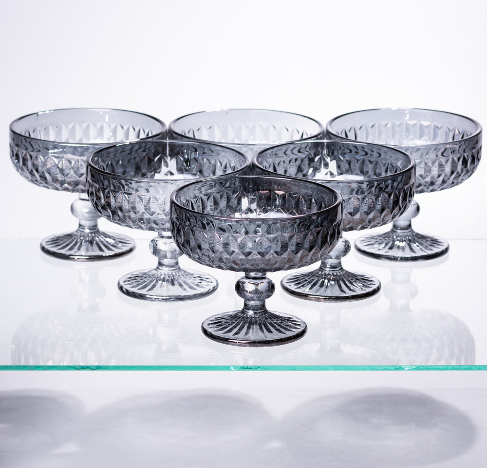 Yiwu Набір креманок на ніжці 6 шт 300 (мл) Сірий HP-19-118 Коломия - фото 1