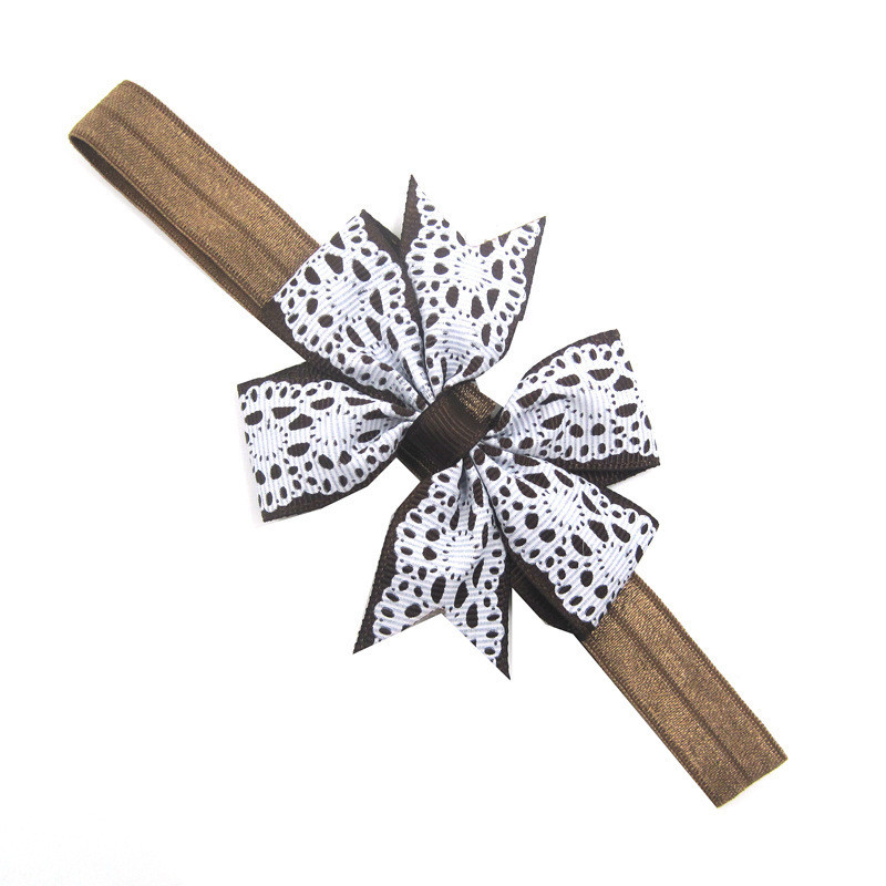 Дитяча пов'язка з мереживним принтом one size коричнево-білий Київ - фото 2