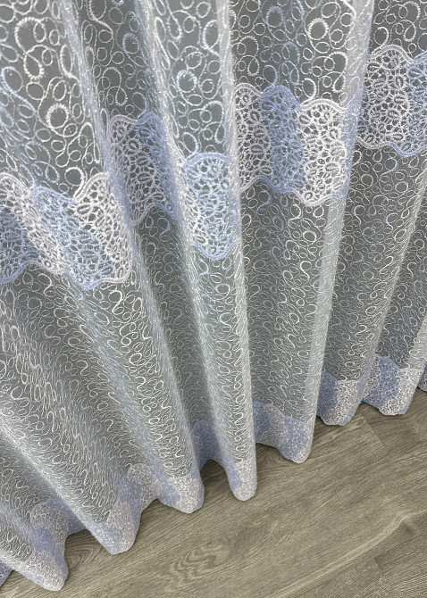 Тюль органза с вышивкой и люрексом цвет голубой с белым 1690т Киев - изображение 7