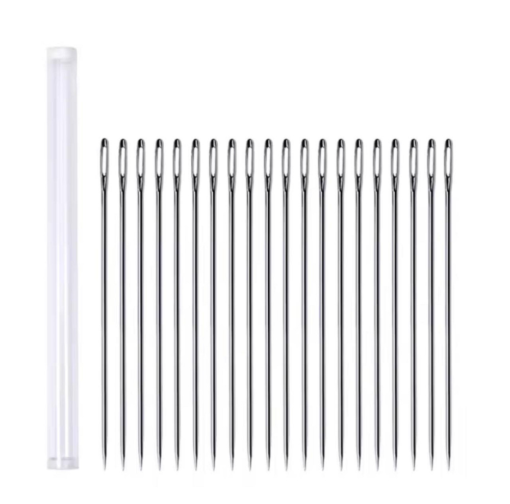 Голка з великим вушком 15 см для рукоділля та творчості, упаковка 20 штук у пластиковому тубусі Київ - фото 1