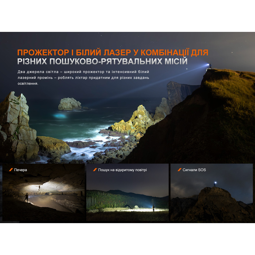 Ліхтар ручний пошуковий лазерний Fenix LR36R Київ - фото 11