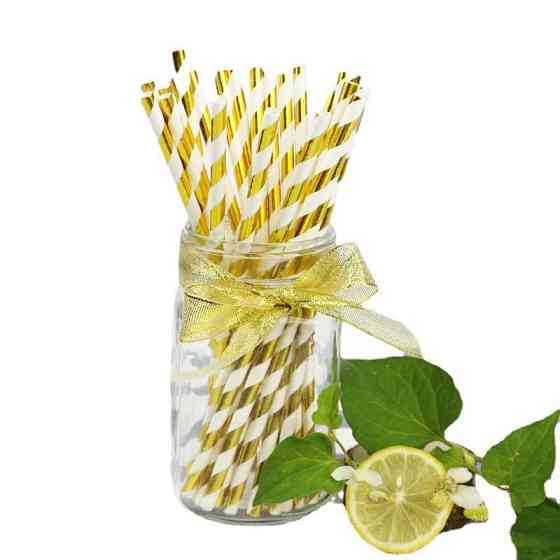 Коктейльні трубочки 25 штук 20 см золотисто-білий Київ