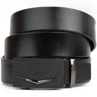 Ремень Vintage Мужской c матовой зернистой вставкой на пряжке Черный (20333) Винница