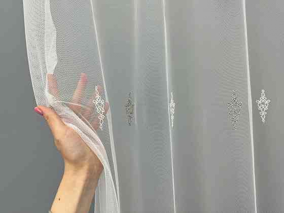 Тюль VR-Textil 1502т Грек-сітка з вишивкою Молочний з какао 300х250 см (40-174) Київ