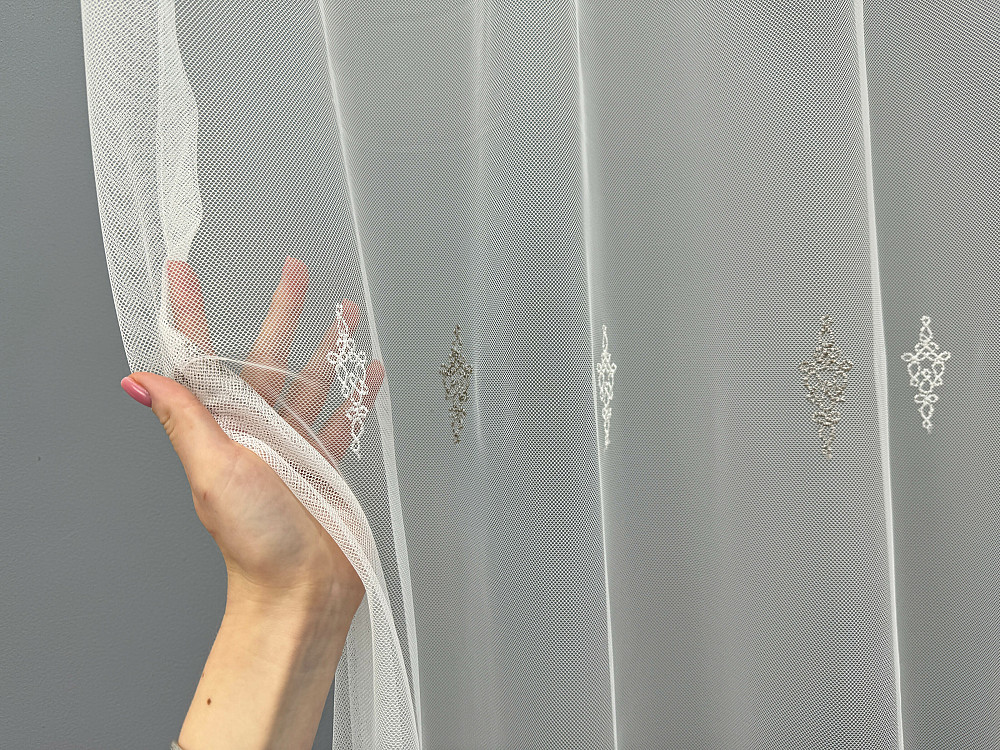 Тюль VR-Textil 1502т Грек-сетка с вышивкой Молочный с какао 300х250 см (40-174) Киев - изображение 4