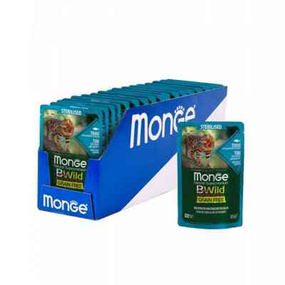 Влажный корм для кошек Monge BWild Cat Free Wet Sterilized тунец с креветками 85 г (8009470012799) Винница