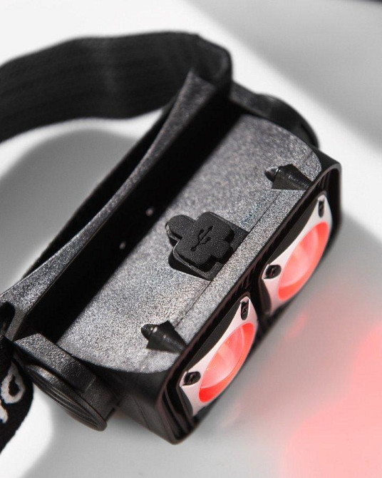Ліхтар ліхтар налобний з індикатором заряду та на акамуляторі ЛЕД 4 + 2 режими LED червоний світло Одеса - фото 16