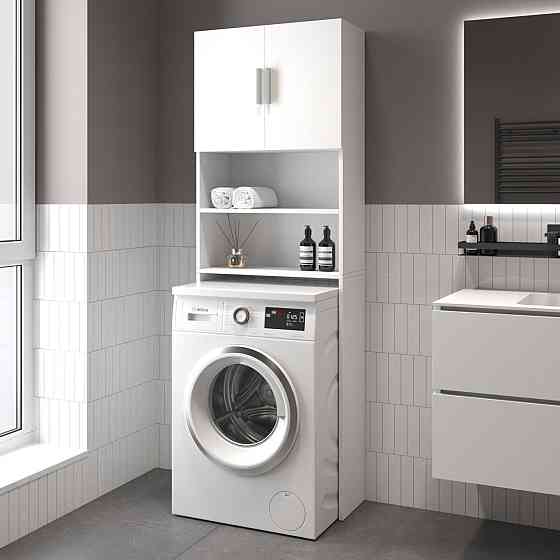 Тумба под стиральную машину VAYS M-107, шкаф в ванную, ЛДСП, 64×25×190 см Львов