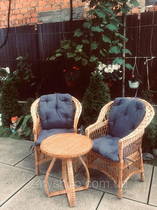 Меблі з лози з накидками синіми Київ - фото 2