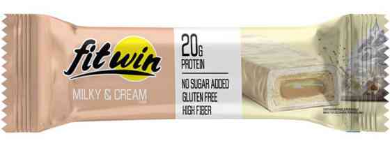 Протеїнові батончики Fitwin Bar No Sugar Added 12x60g молочний крем Київ