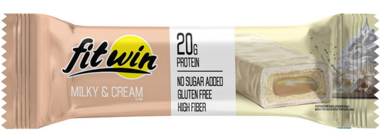 Протеїнові батончики Fitwin Bar No Sugar Added 12x60g молочний крем Київ - фото 5