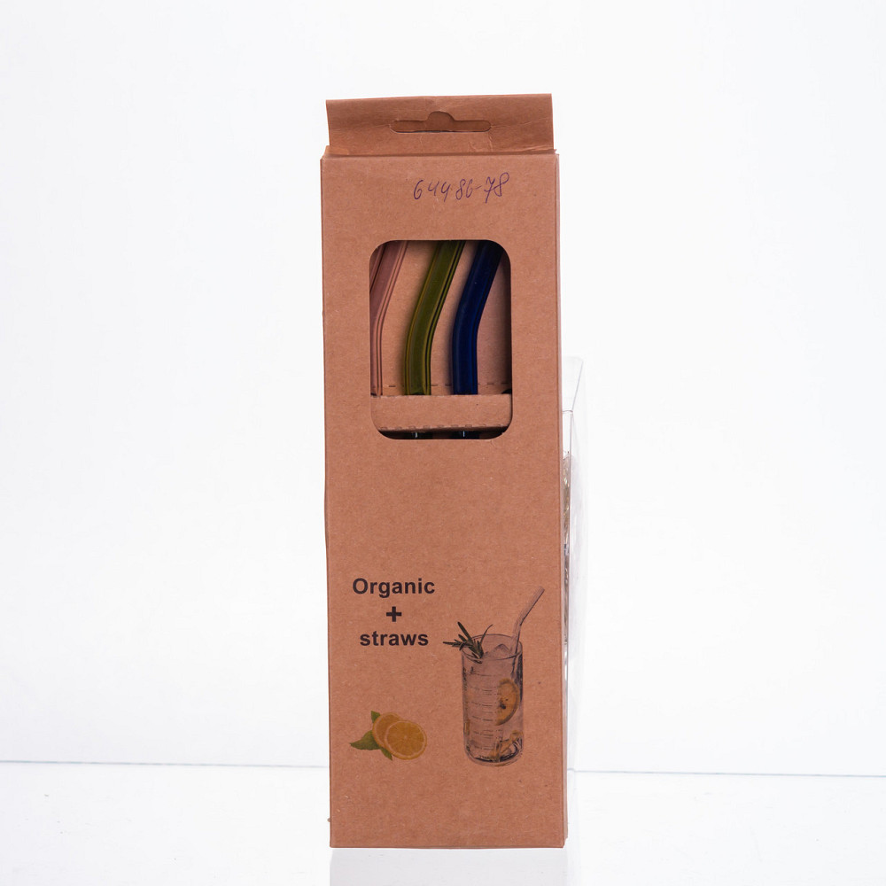 Yiwu Набір скляних соломинок із щіточкою, багаторазові трубочки для коктейлів напоїв (3+1) 6448 Коломыя - изображение 2