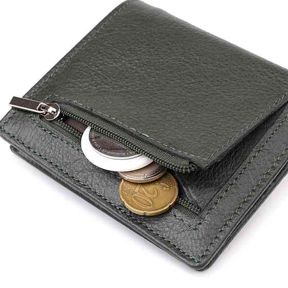 Жіночий гаманець на магніті з натуральної шкіри ST Leather 23093 Зелений Київ