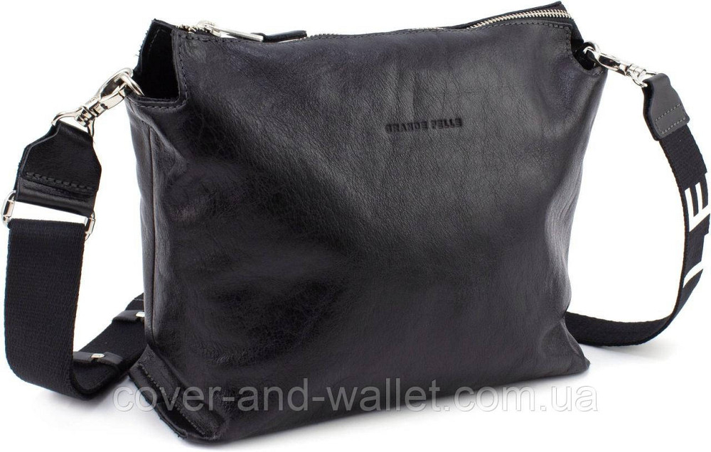 Женская сумка-трапеция из гладкой итальянской кожи черного цвета Grande Pelle 74641 Киев - изображение 1